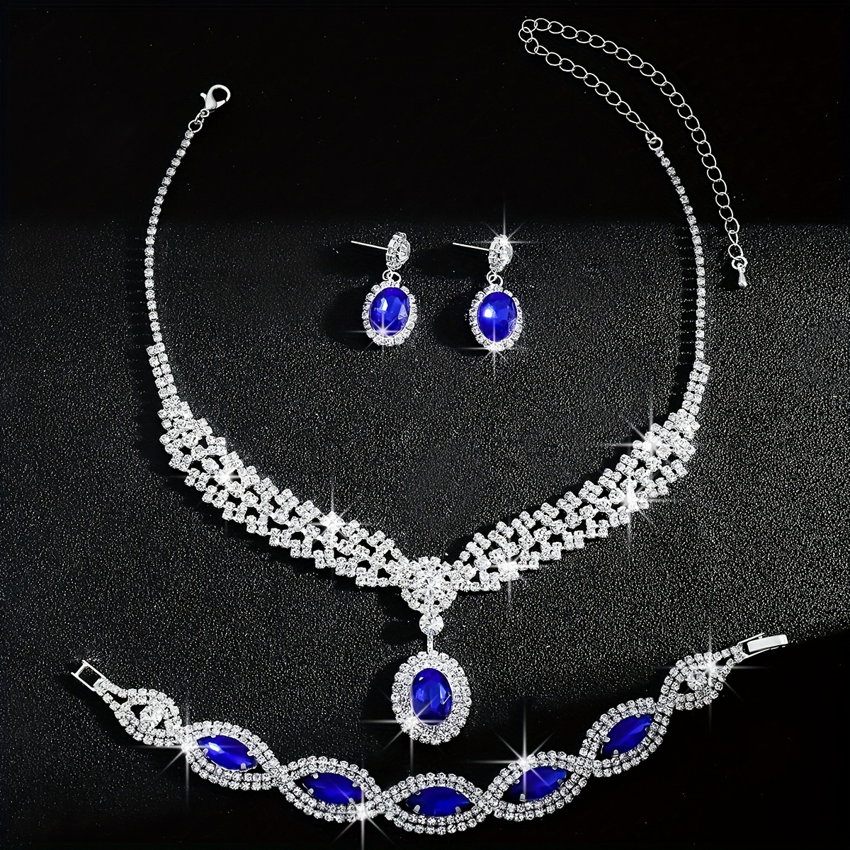 Bride Wedding Jewelry Set - Necklace, Bracelet, Earrings